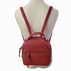 F21 Red Small Red Pleather Backpack EUC